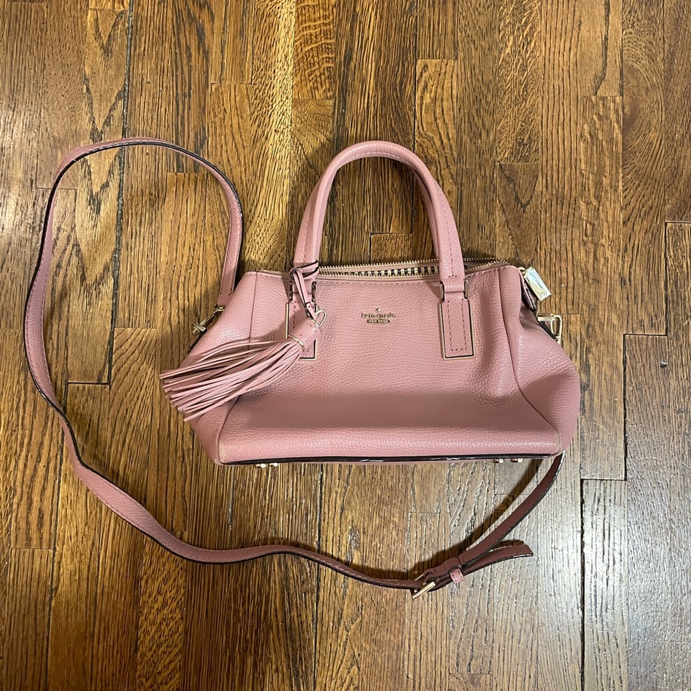 Mauve Kate Spade Satchel Purse with tassel